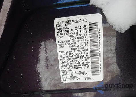 2013 Nissan Rogue Sv W/Sl Pkg from USA, damaged, VIN JN8AS5MV6DW645776